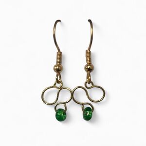 Elegant Gold Infinity Earrings with Green Accents
